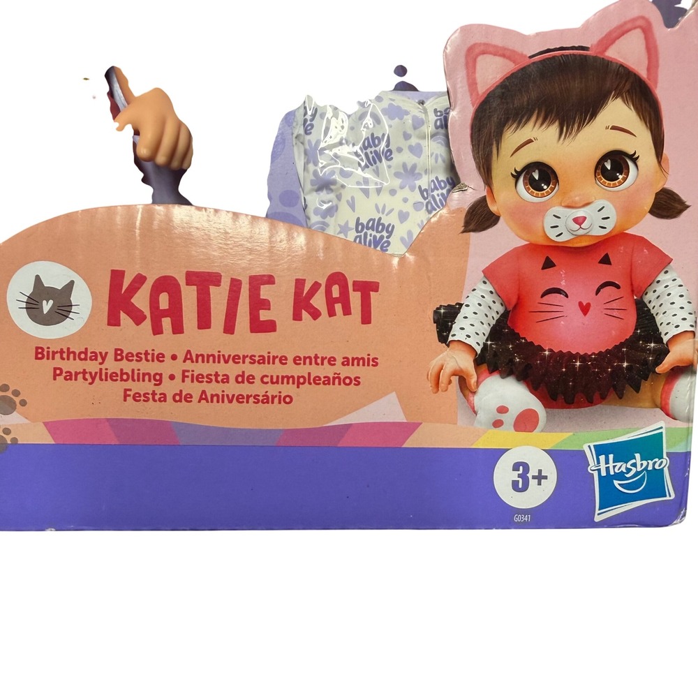 Baby Alive Katie Kat Birthday Bestie Doll Black Hair Toy Roleplay Hasbro New Box - Picture 3 of 7